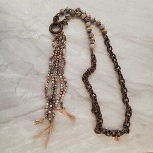 ✨ Shoshanna Lee Boho Bohemian Hippy Stone Beaded Brass Link Necklace ✨